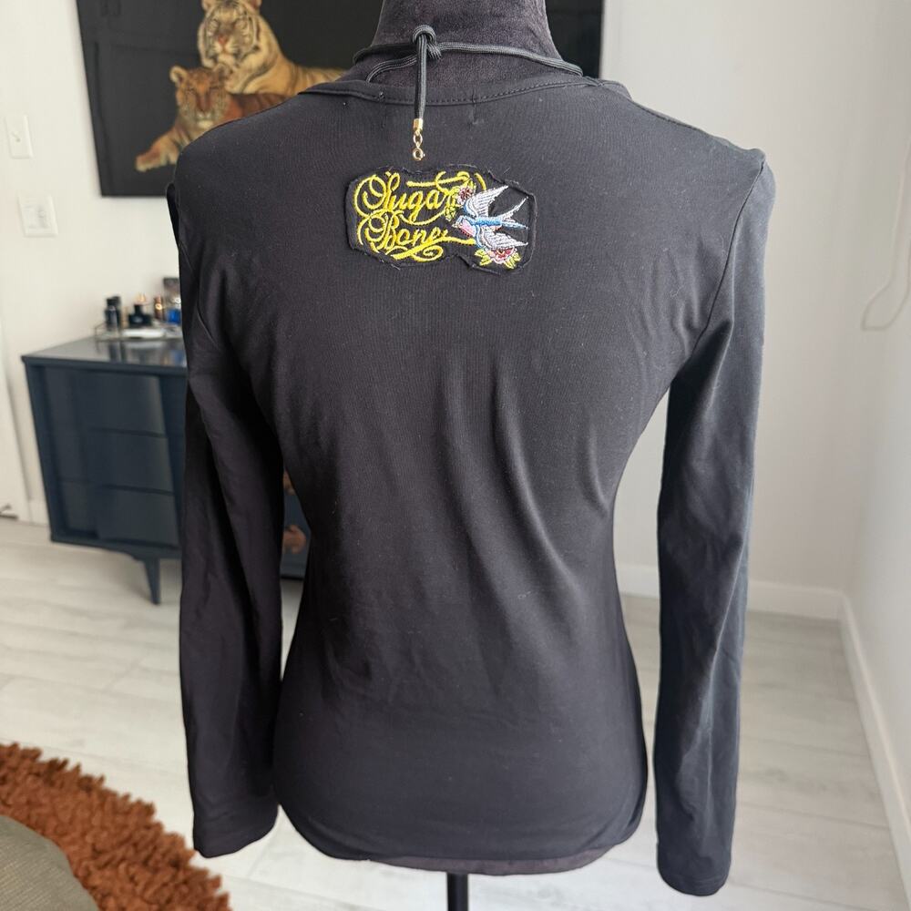 Vintage Y2K Custo Barcelona Bird Embroidered Long Sleeve Top Women's Size 2 - Picture 4 of 7